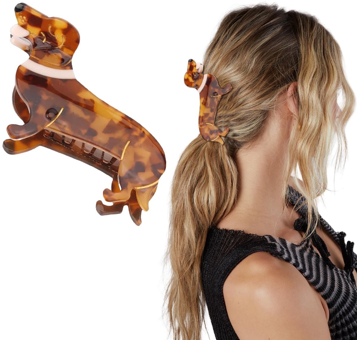 Dailygoods - Dackel Haarspeld, Grappige Acetaat Haaraccessoire