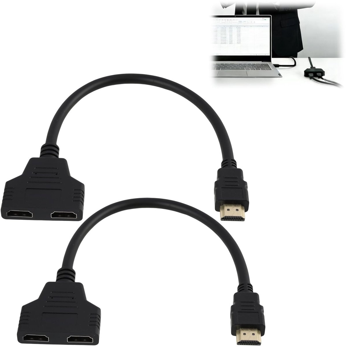 Dailygoods - HDMI Splitter Adapter 2 in 1 voor Monitoren