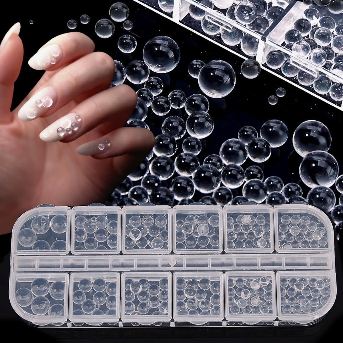 Dailygoods - 768 Stuks Glazen Bellenkralen voor Nail Art