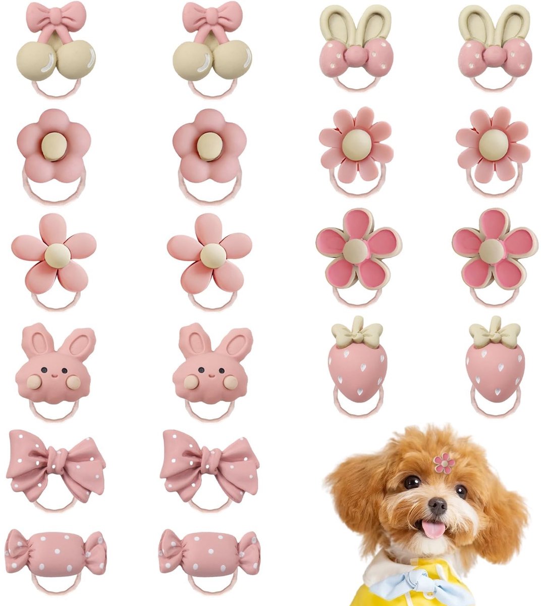 Dailygoods - Set van 20 Roze Elastiekjes voor Hondenhaaraccessoires
