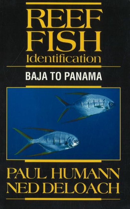 Boek "Reef Fish Identification: Baja to Panama" met twee zilveren vissen in blauw water.