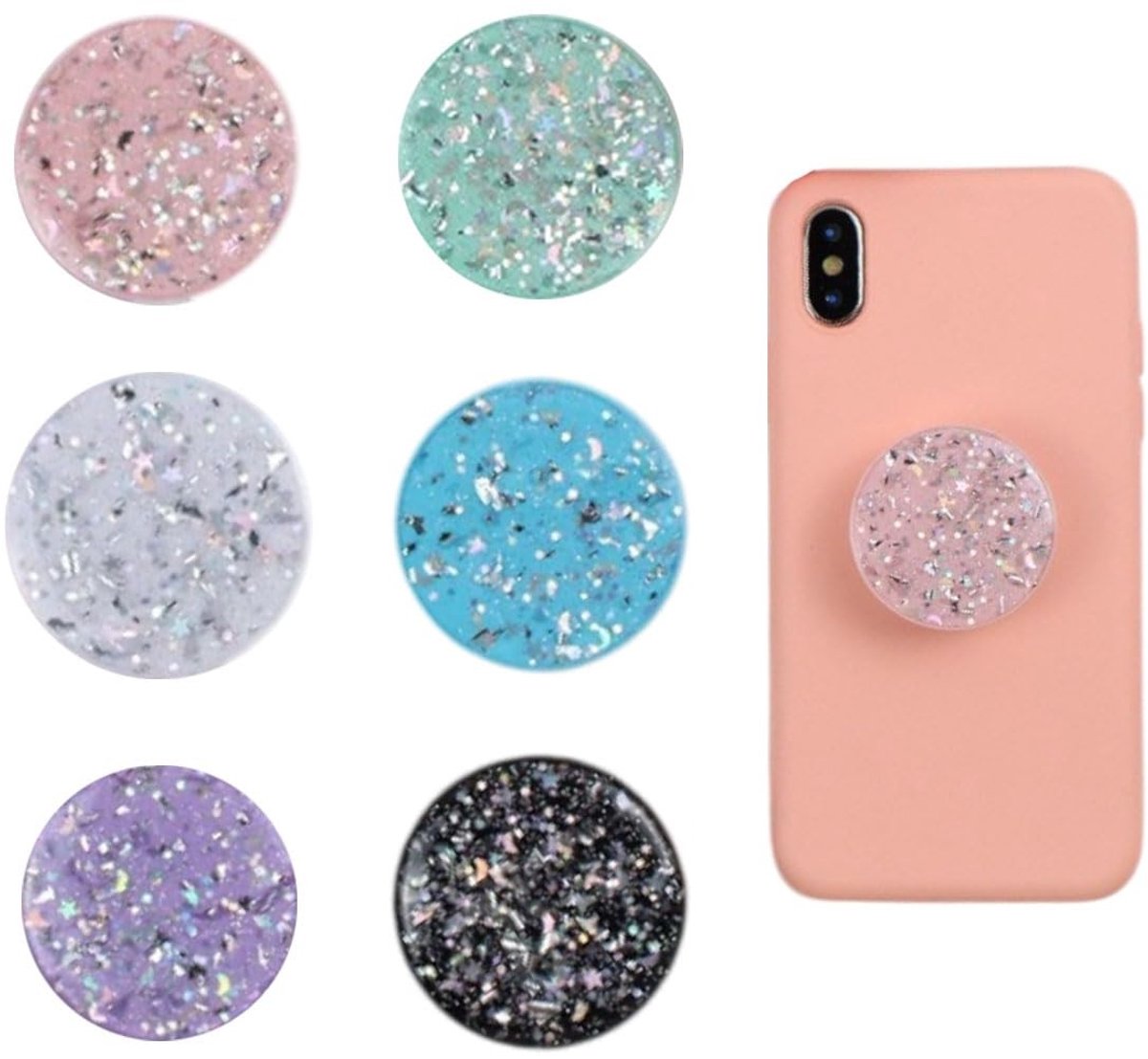 Dailygoods - Set van 6 Smartphone Handgrepen met Magnetische Houder