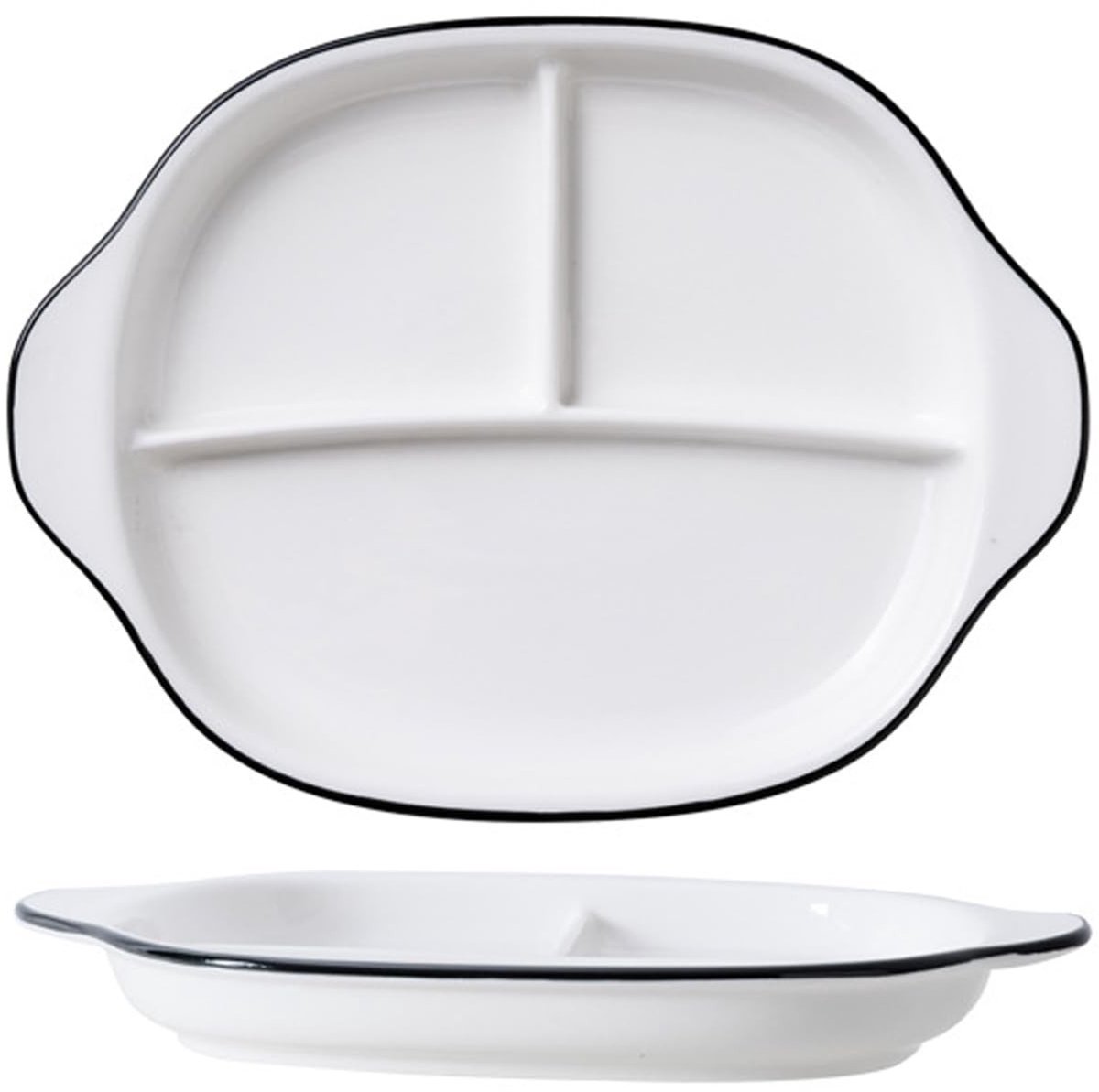 Dailygoods - Verdeeld Keramisch Dinerbord Ovaal voor Volwassenen en Kinderen