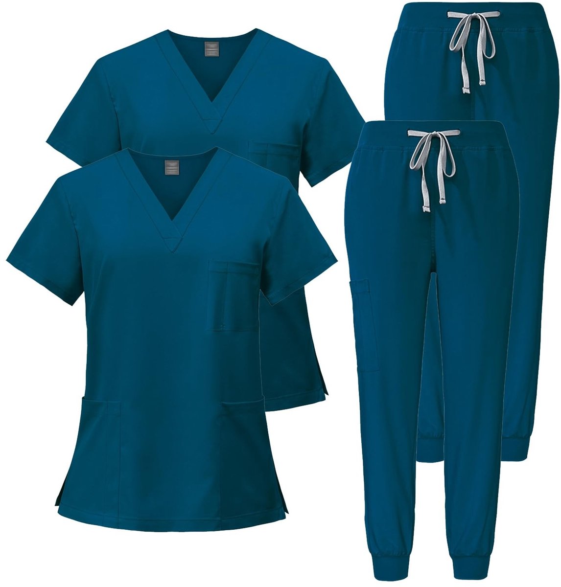 Dailygoods - Medische Scrubs Set van 2 Stuks met Korte Mouwen en 3 Zakken