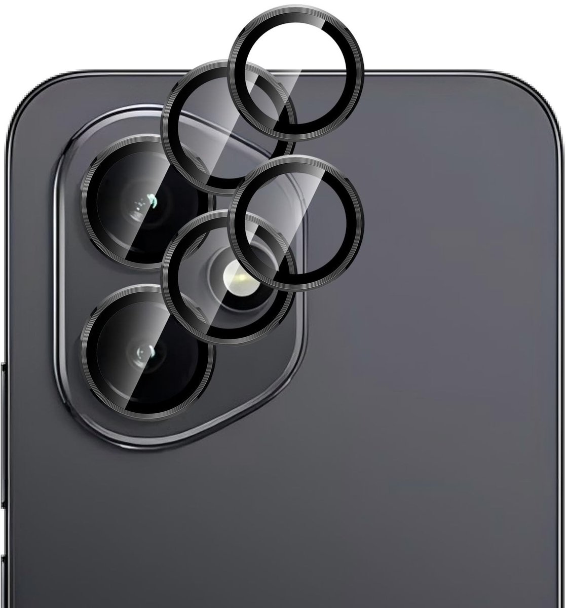 Dailygoods - 2-Pack Cameralensbeschermer van Metaal en Gehard Glas