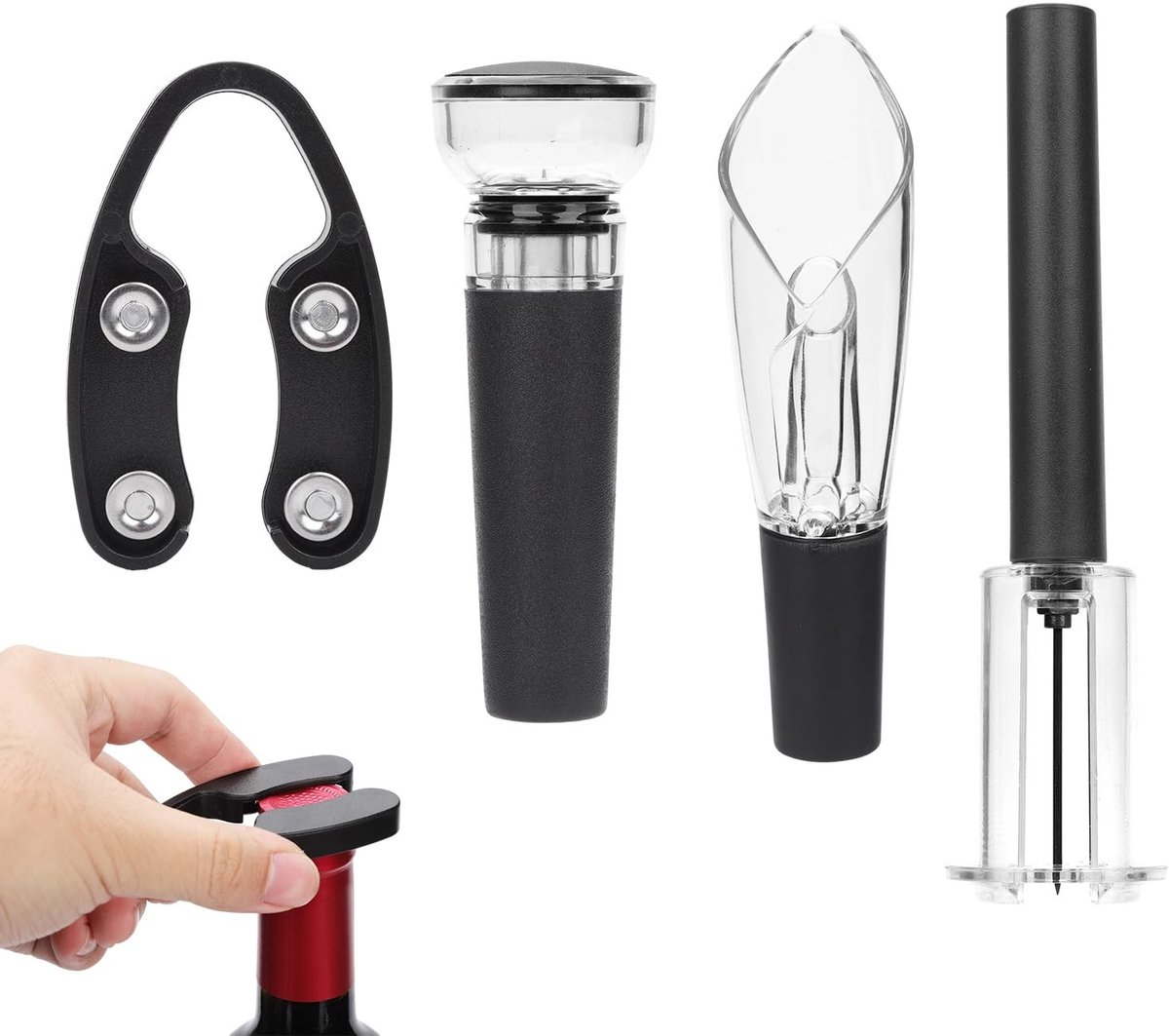 Dailygoods - 4 Delige Wijnopenerset met Luchtdruk Wijnkurkentrekker