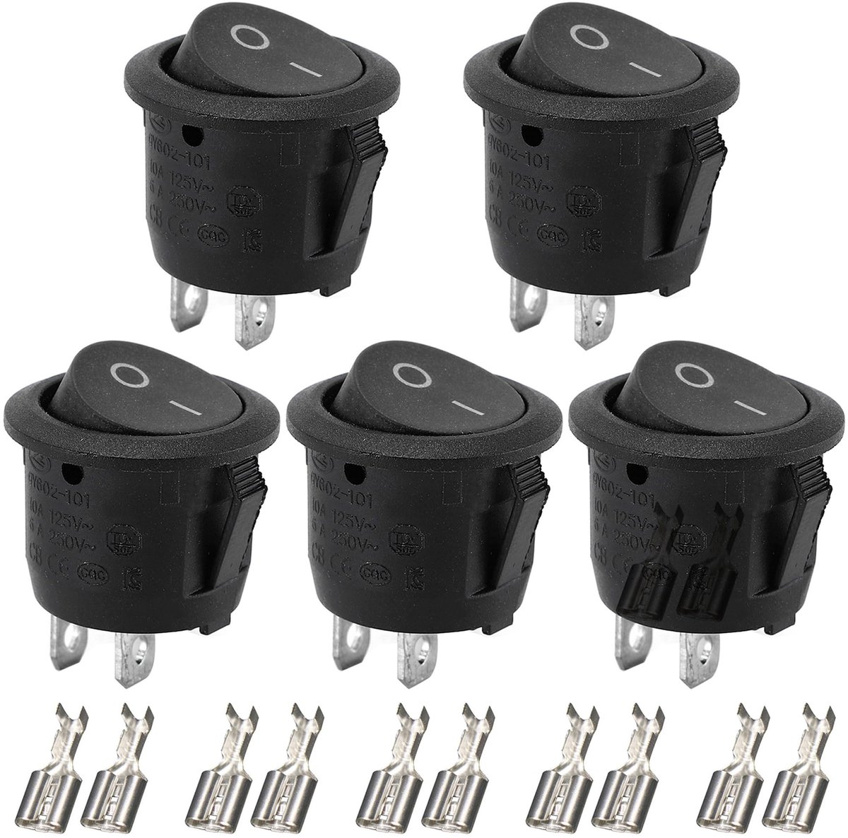 Dailygoods - Set van 5 Mini Tuimelschakelaars 12V voor Diverse Toepassingen