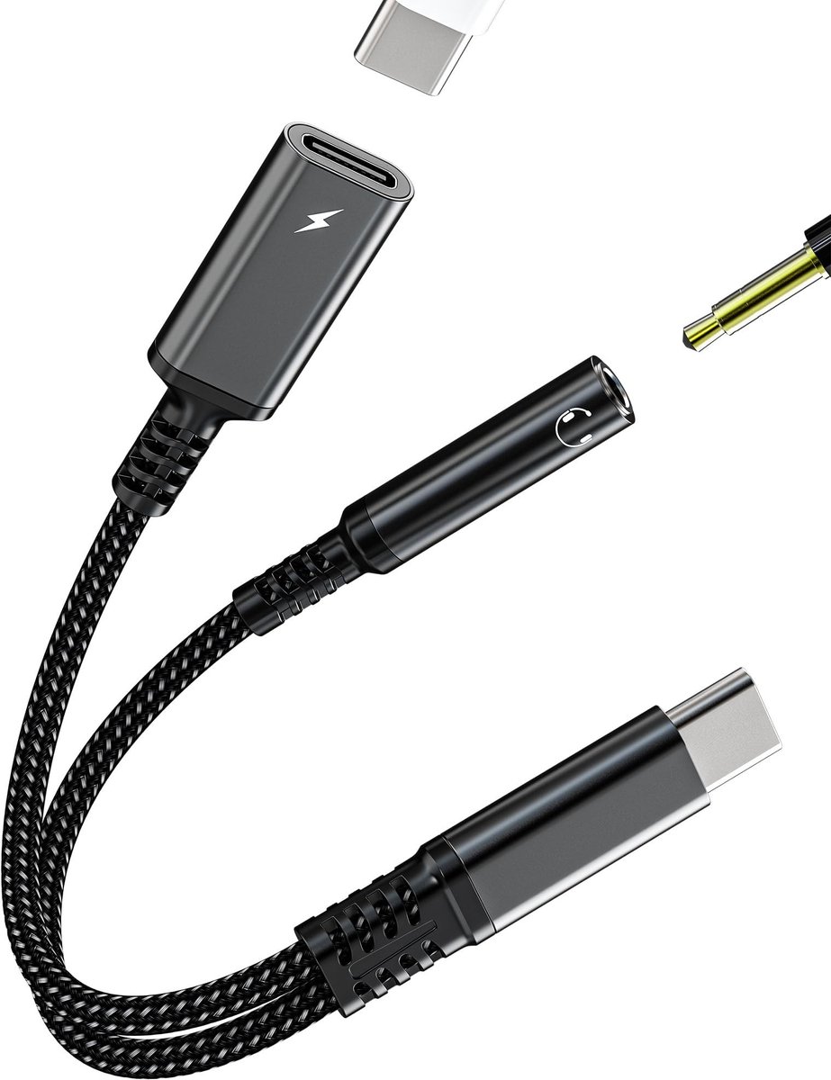 Dailygoods - USB C naar 3,5 mm Koptelefoonadapter 2-in-1