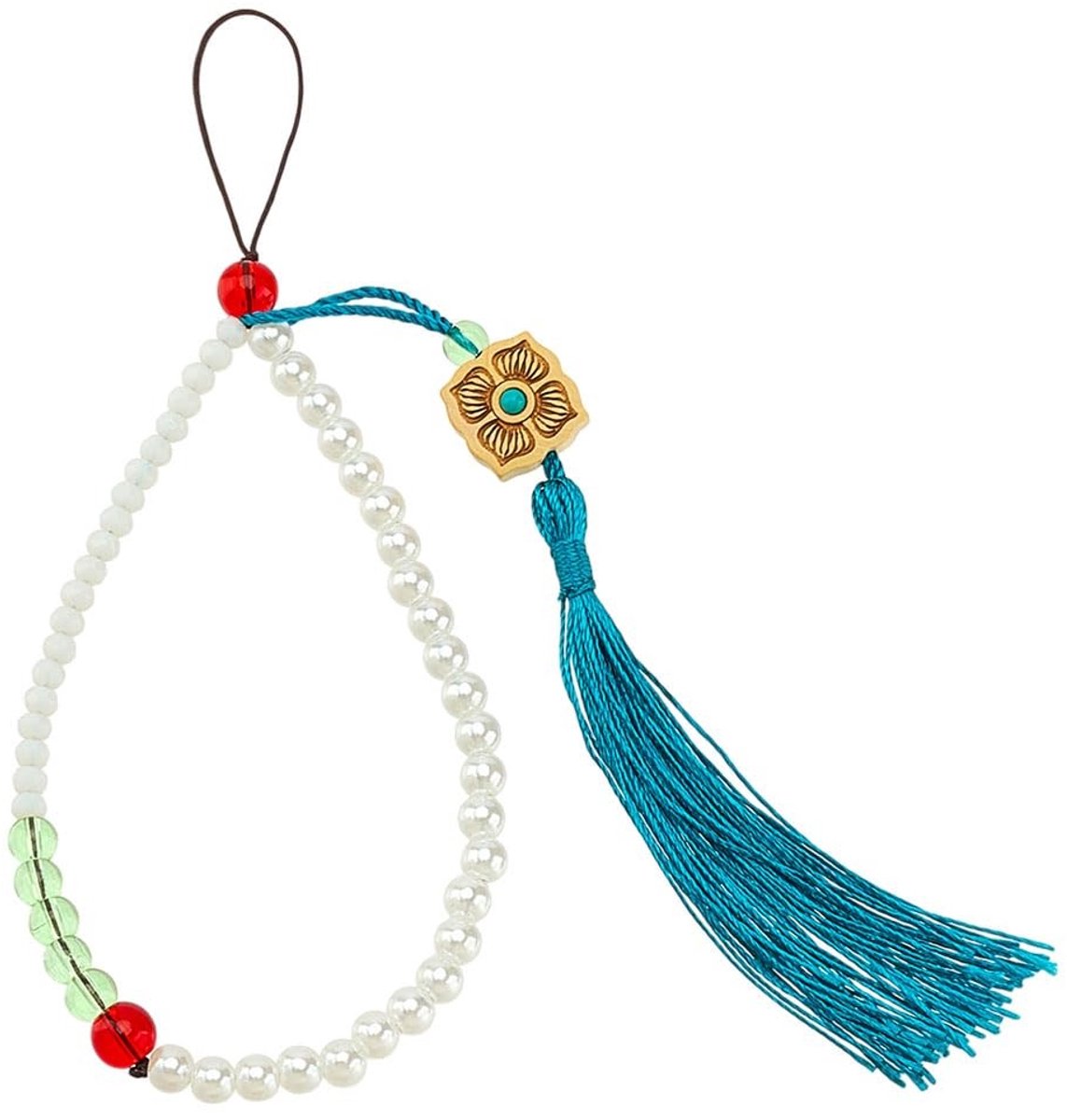 Dailygoods - Handgemaakte Parelkwasten Telefoonketting met Bloemdesign