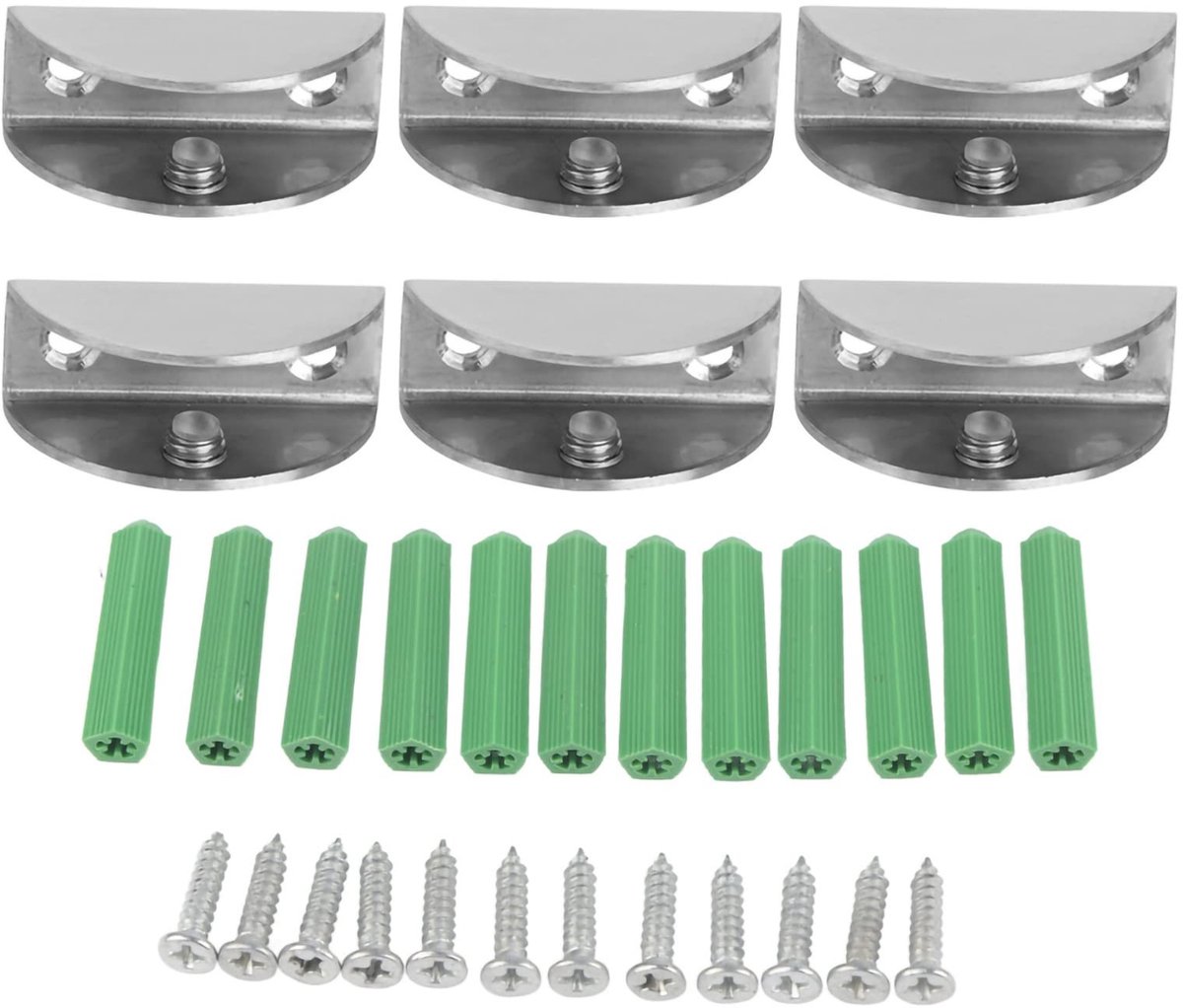 Dailygoods - Dailygoody - Glasklem - Roestvrij Staal - Stevige bevestiging - 12-14mm Dikte Glas - Ideaal voor panelen - Set van 6 stuks