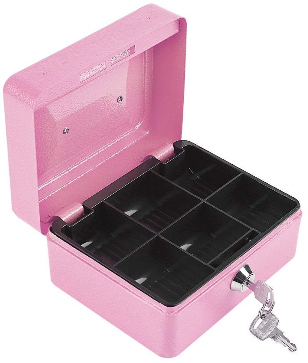 Dailygoods - Dailygoody - Mini Home Safe - Sleutelkluis - Compact en Veilig - Roze - Opbergbox voor Geld - Geschikt voor Huishoudelijk Gebruik - 15 x 12 x 7.5