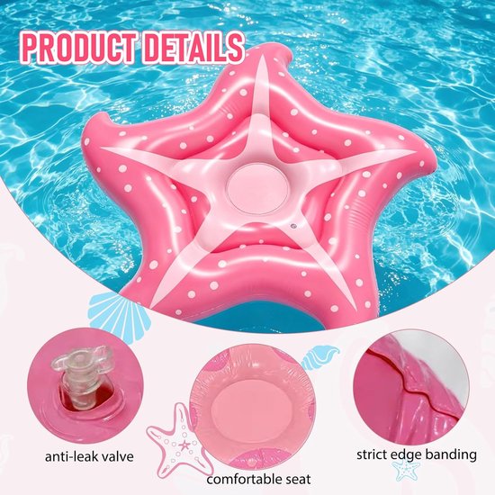 Opblaasbare Matras - Zeester Luchtbed - Ontspannen in Water - Uniek Vormgegeven - 140 cm - Roze — afbeelding 4