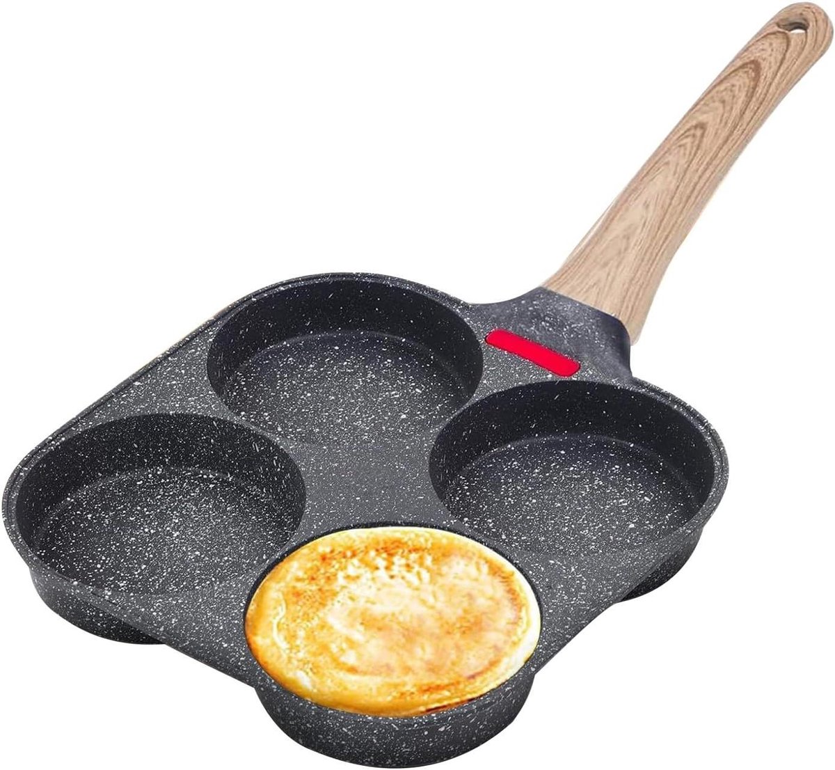 Ei Koekenpan - Omelet Pan - Ontbijt Maken - Vier Gaten - 18x38cm - Zwart