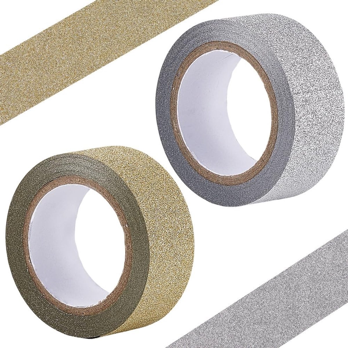 Dailygoods - Set van 2 Glitterband Rollen in Goud en Zilver voor Creatief Gebruik