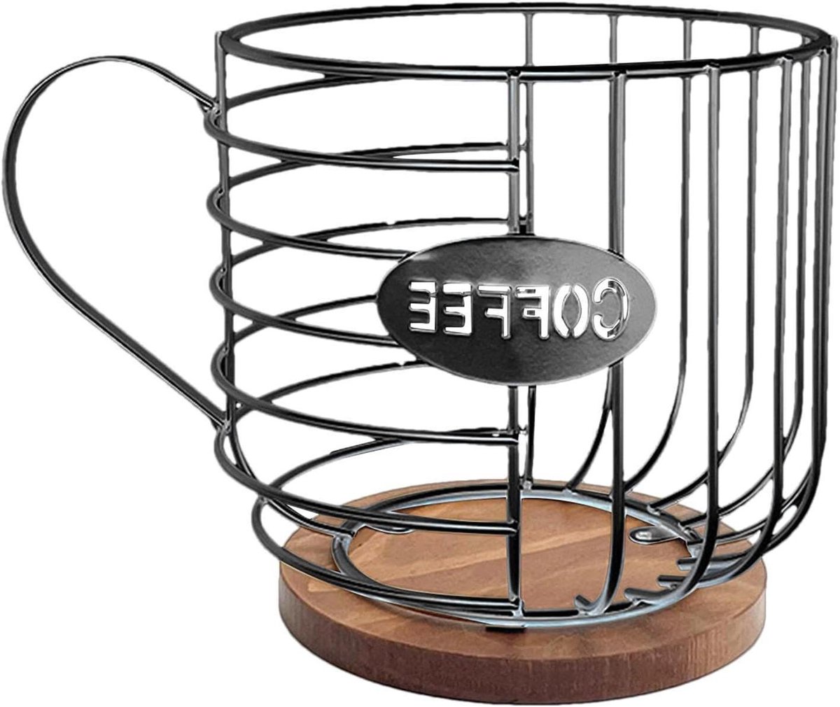 Koffiecup Houder - Cup Display - Koffie Opslag - Stevig Metaal - 18.3 x 17.7 cm - Zwart