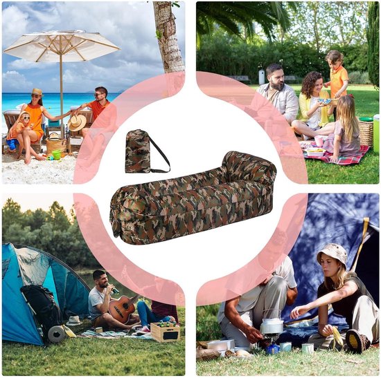 Opblaasbare bank - Opblaasbaar matras voor slaapbank - Waterdichte opblaasbare stoel, campingaccessoires voor picknicks, festivals, wandelen, feesten — afbeelding 4