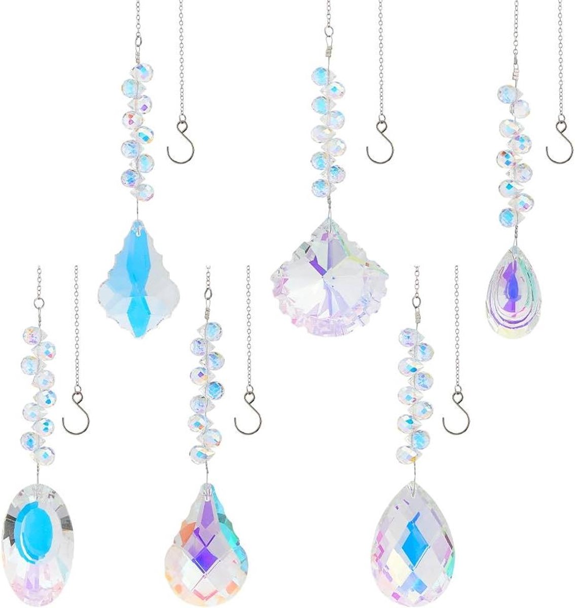 Regenboog Makers - Glas Hangers - Decoratie Binnen - Kleurrijke Lichteffecten - 6 Stuks - Helder