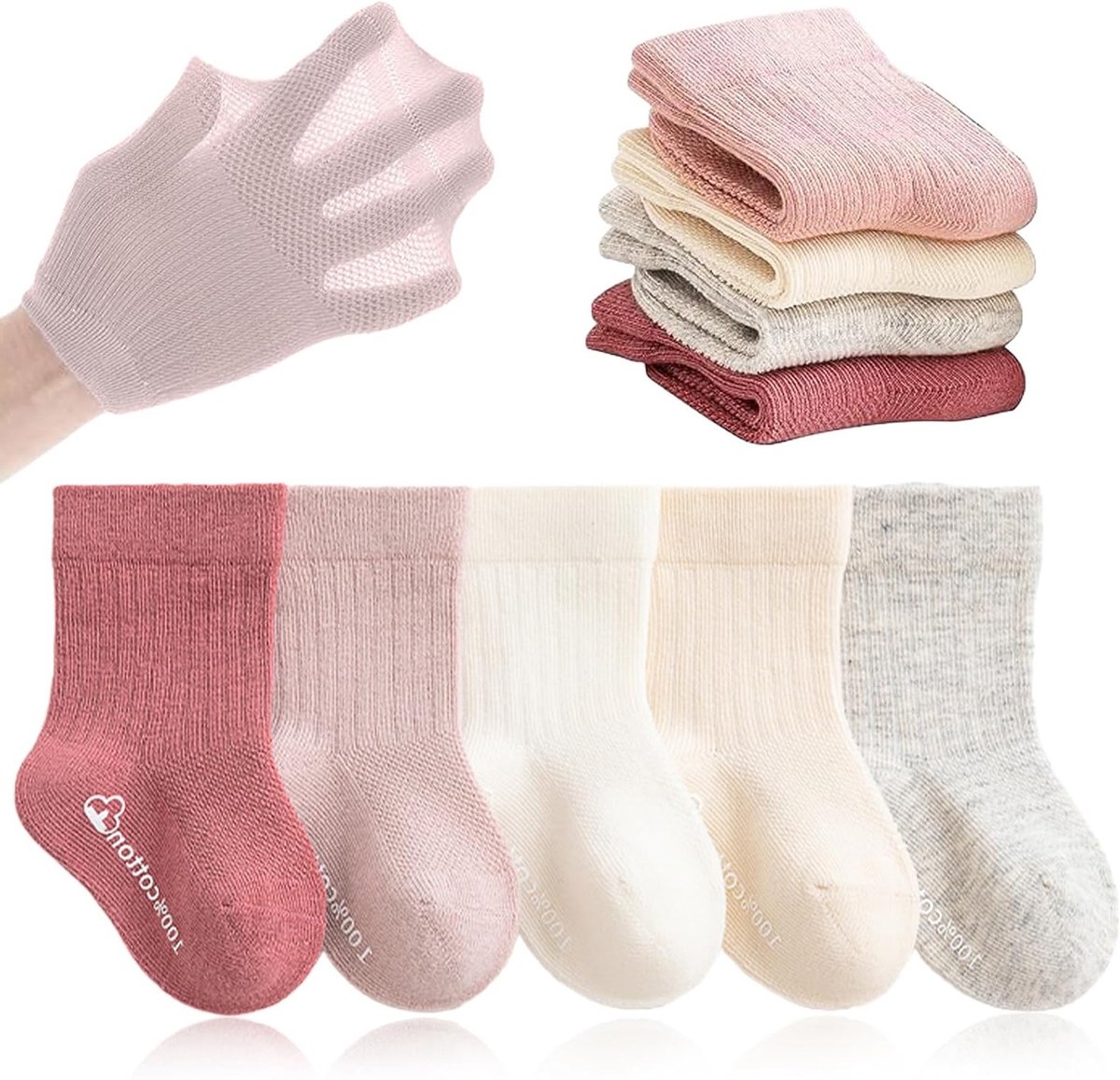 Comfortabele Baby Sokken voor Kinderen - 5 Paar Elastische Sokken voor Jongens en Meisjes, Perfect voor Buitenspelen en Wandelen