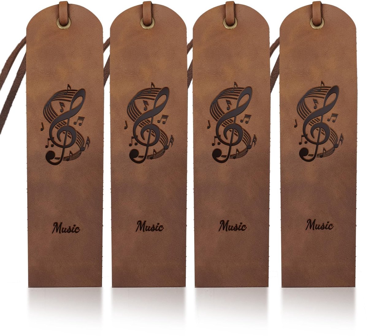 Dailygoods - Dailygoody - Muzikale Noten Lederen Bladwijzers - Vintage Boek Markers - Handige Pagina Labels - 5 x 18 cm - Perfect voor Muziekliefhebbers - Kantoorb...