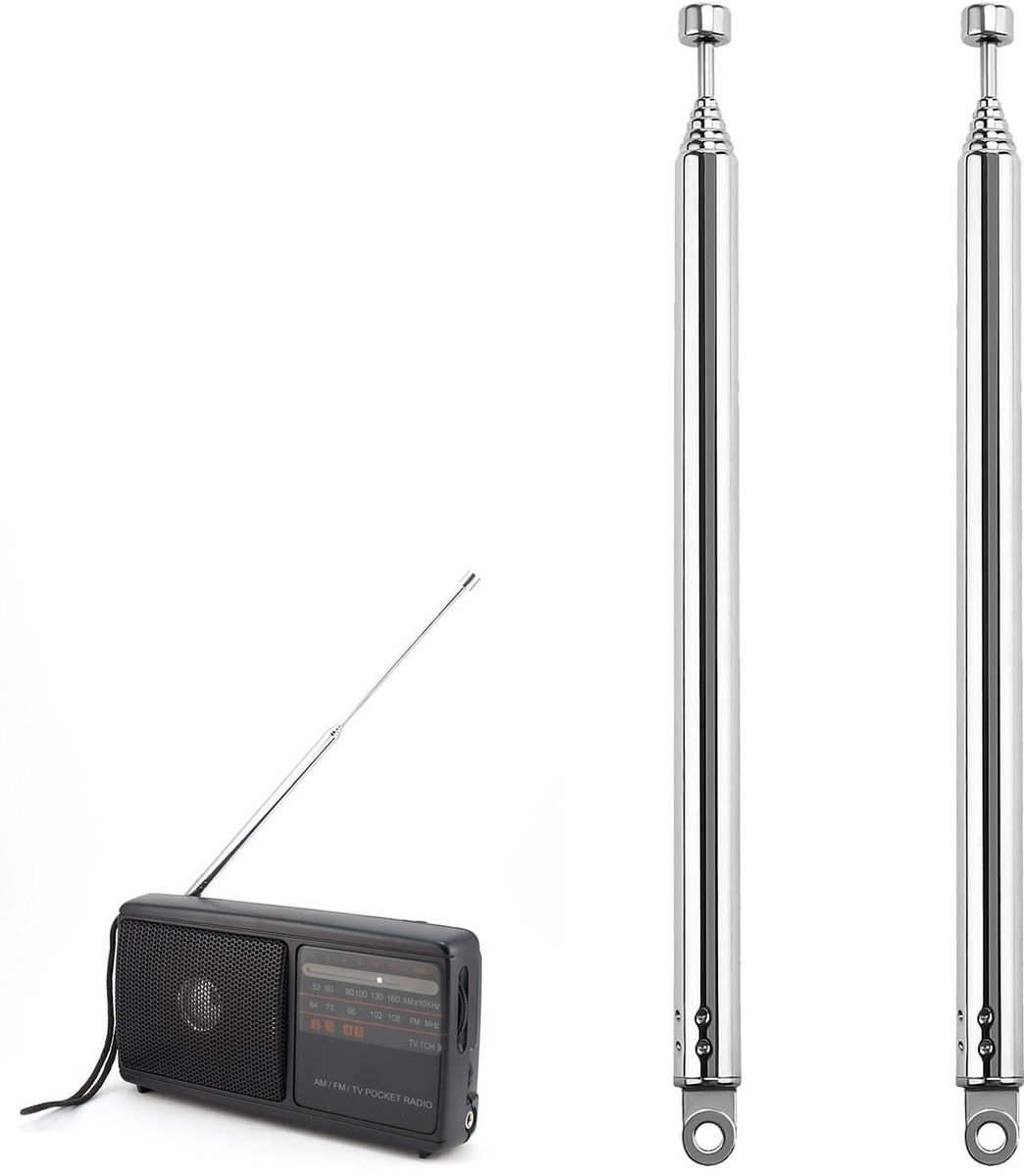 Dailygoods - Dailygoody - Telescopische Antenne - Draagbare FM-radio-antennes - Verbeterde signaalontvangst - 74 cm - 7 secties antenne - Geschikt voor tv en rad