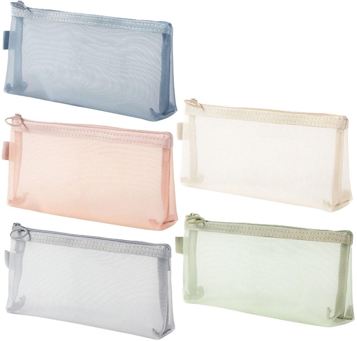 Dailygoods - Set van 5 Mesh Cosmetische Tassen voor Make-Up en Accessoires