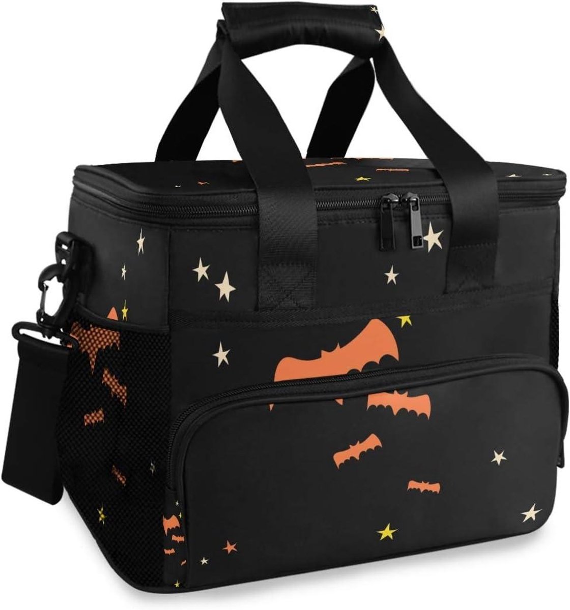 Koeltas - Lunchtas Draagtas - Picknick en uitjes - 3D Print Patroon - 15L - Oranje