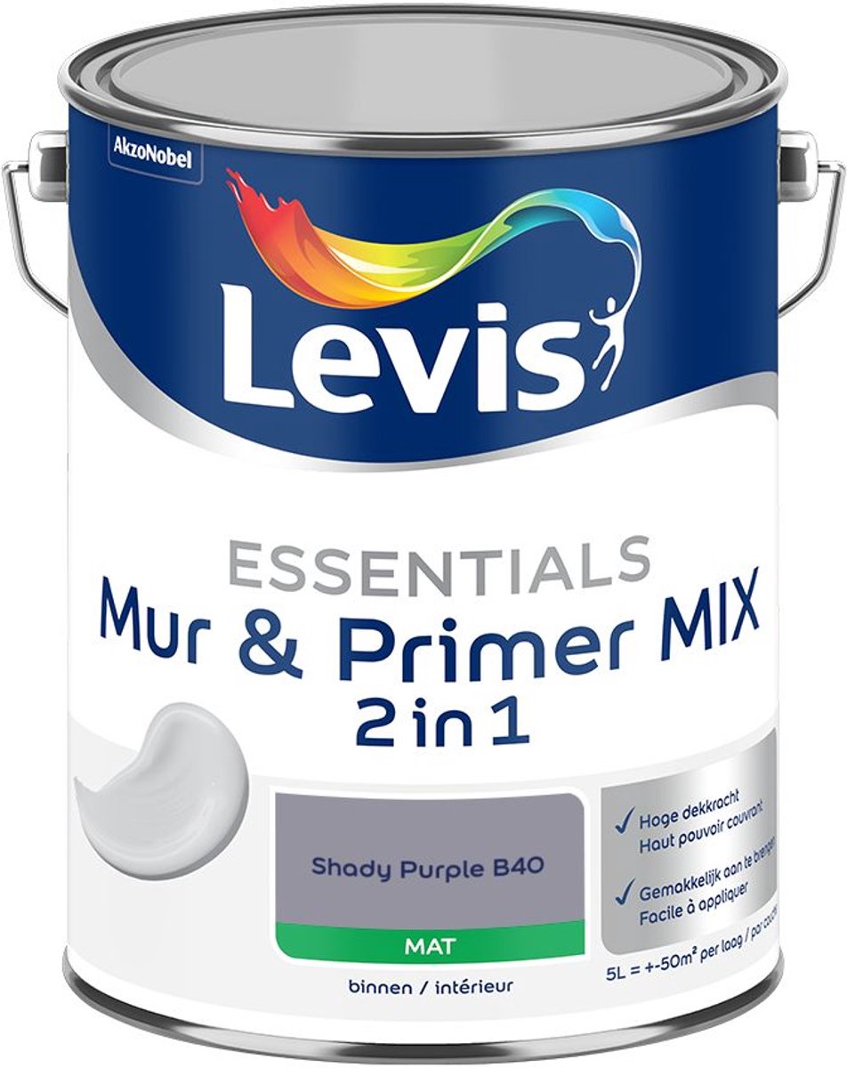 Levis - Essentials Mur & Primer Mix - Shady Purple B40 - Mengverf - 5 L
