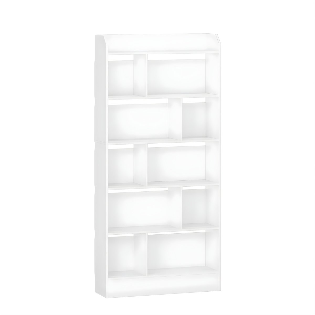 Happiq Boekenkast – Voor Woonkamer, Kantoor & Slaapkamer – Staande Boekenkast met 6 Opbergvakken – Modern Design Wit White