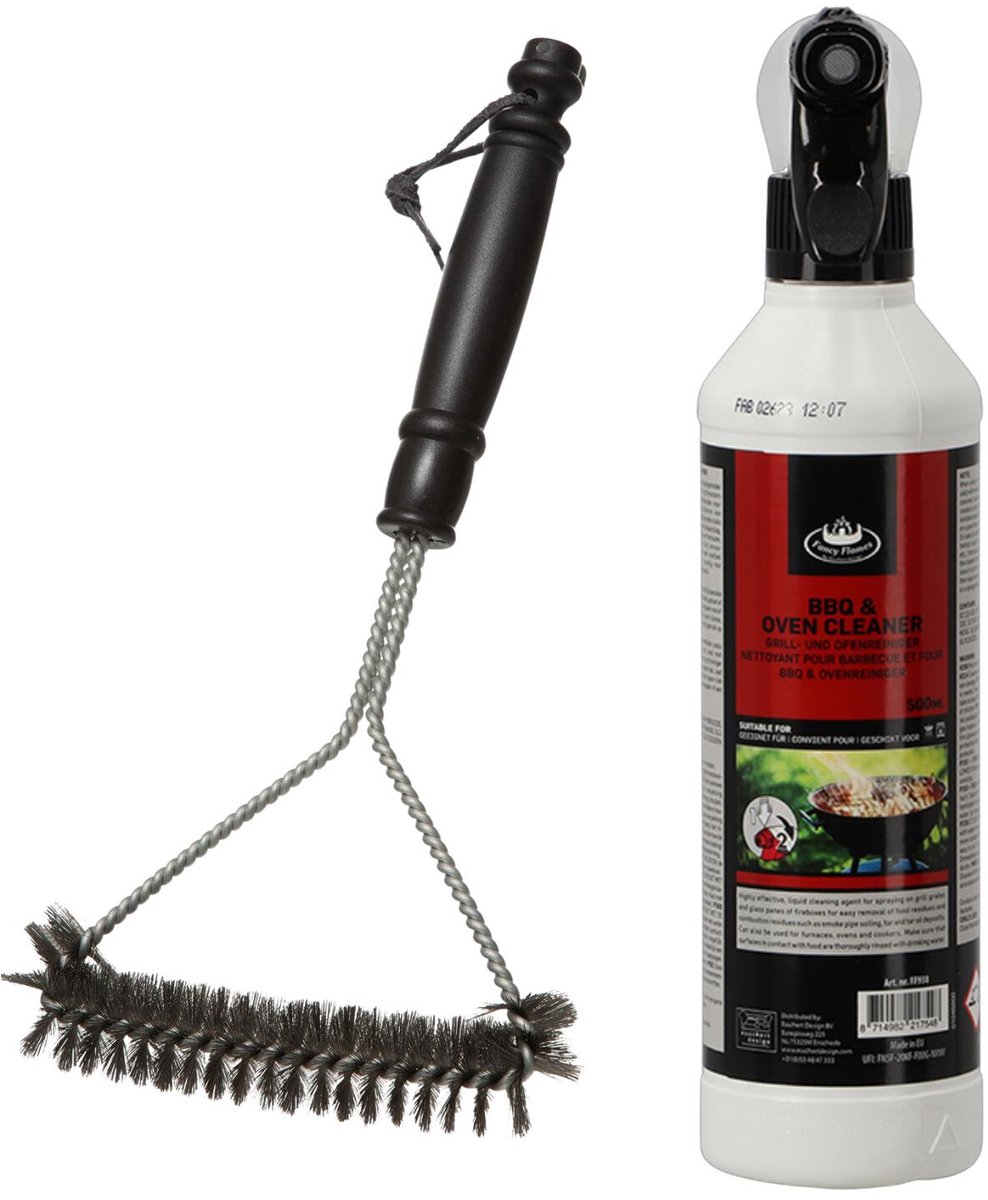 BBQ reinigingsset - barbecue schoonmaakborstel - reiniging spray