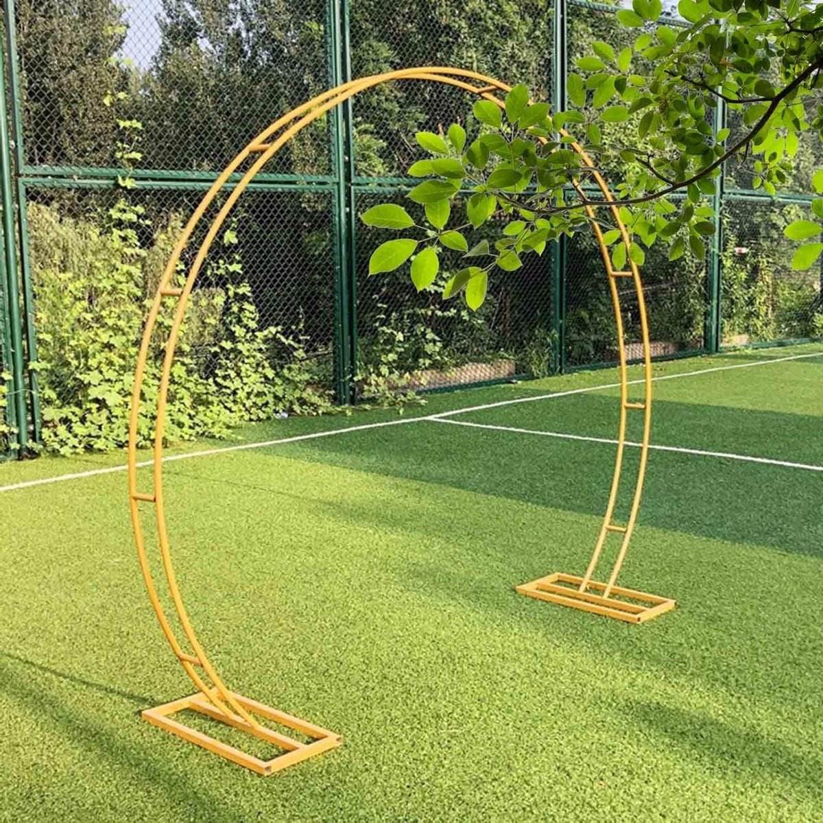 Metalen Roos Prieel - Tuinboog Bloemboog - Decoratie Bruiloft - Rond Dubbel Stangen Ontwerp - 2.2 x 2.6 m - Geel
