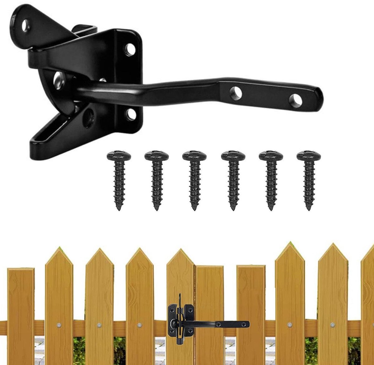 Dailygoods - Tuindeurvergrendeling - Automatische zelfborgende vergrendeling - Zwart - Veiligheid voor huisdieren - Geschikt voor tuinpoort, hekpoort,