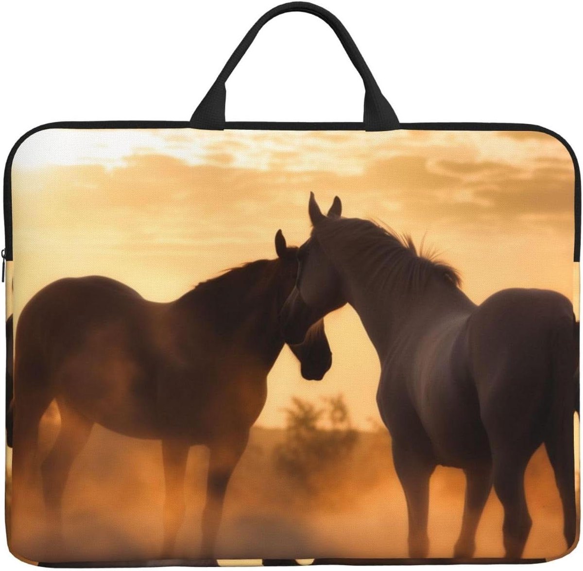 Laptophoes 14 inch - Computer tas - Veilig Transport - Dubbele Rits - 38.99 cm - Paarden Liefde