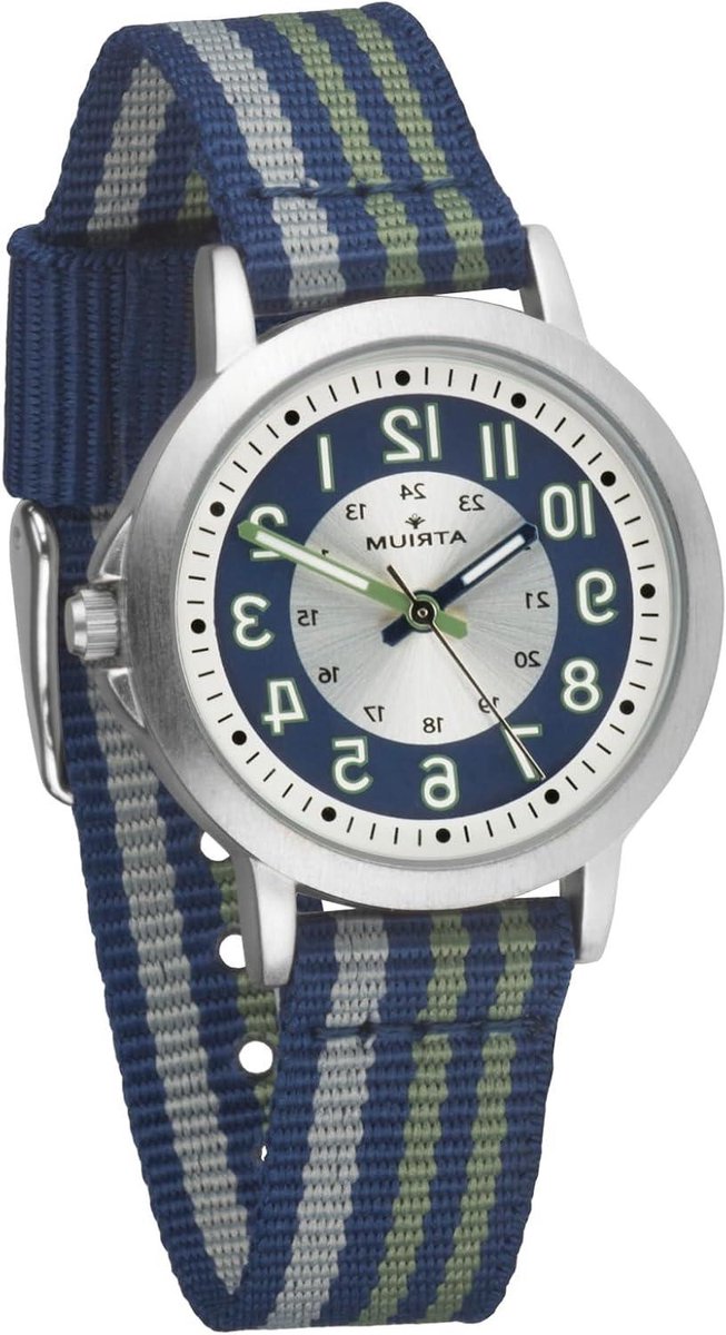 Kinderhorloge Analoog - Jongens Polshorloge - Leren Klokkijken - Extra Duidelijk - 30mm Kast - Multicolor Gestreept