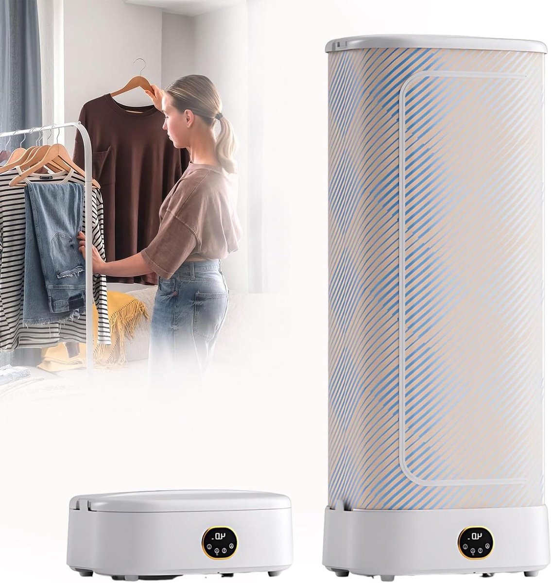 Draagbare Wasdroger - Kledingstomer Strijkijzer - Kleding Verzorgen - Automatisch Strijken - 1000W Vermogen - Wit