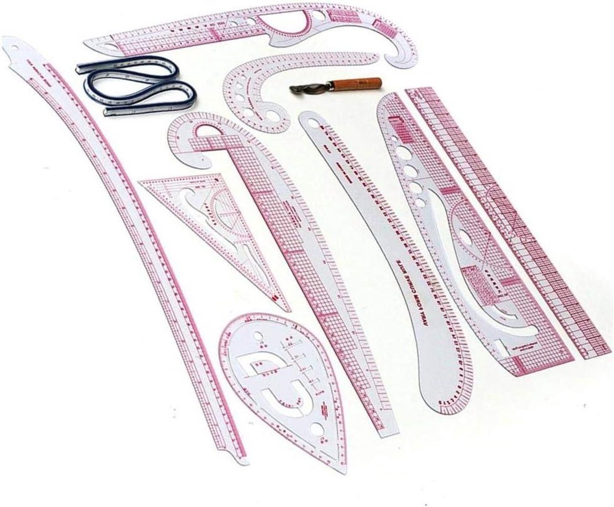 Liniaal Set - Tekenhulpmiddelen Curve - Kleding Ontwerpen - Heldere Schaalverdeling - 10 Stuks - Transparant