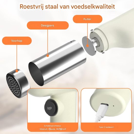 longziming - Elektrische Pastamachine - Pasta Maker Pistool - Pasta Maker Elektrisch - Vijf Vormopzetstukken - RVS 304 - Compact - En Lichtgewicht - Ideaal Voor Kamperen En Thuis - 1 Stuk - Wit van longziming — afbeelding 2