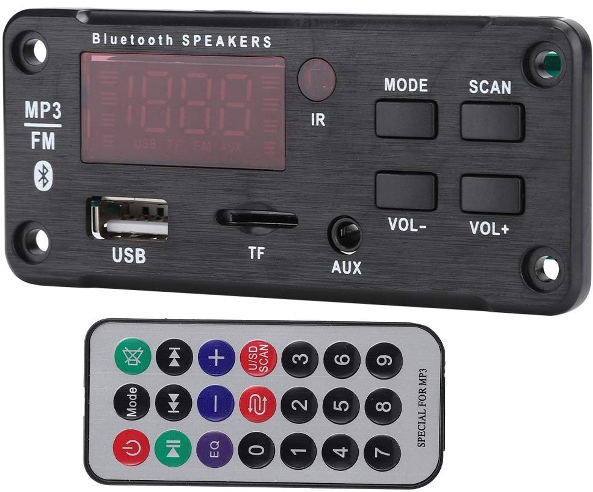 Allecto - Bluetooth-decoderkaart - Autoluidspreker bluetooth 5.0 - Mp3-decoderkaart met kleurenscherm - Geschikt voor auto - Denash - Kwaliteitsgeluid