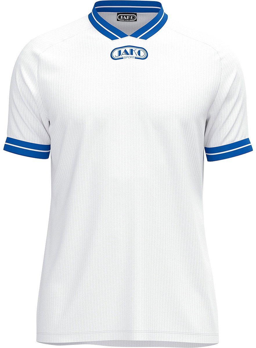 Jako Retro Shirt Korte Mouw Kinderen - Wit / Royal | Maat: 152