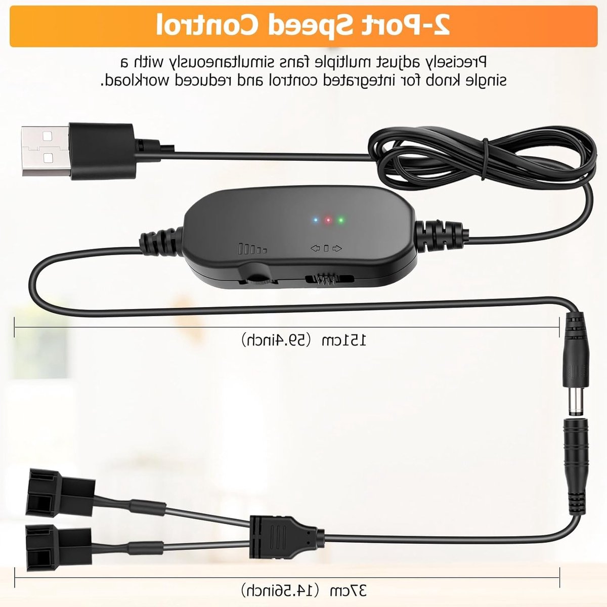 PWM Fan Speed Controller voor 12V Ventilatoren - 2-Pins Module met USB DC 5V Stap omhoog naar 12V, Regelbare Snelheid en Efficiëntie
