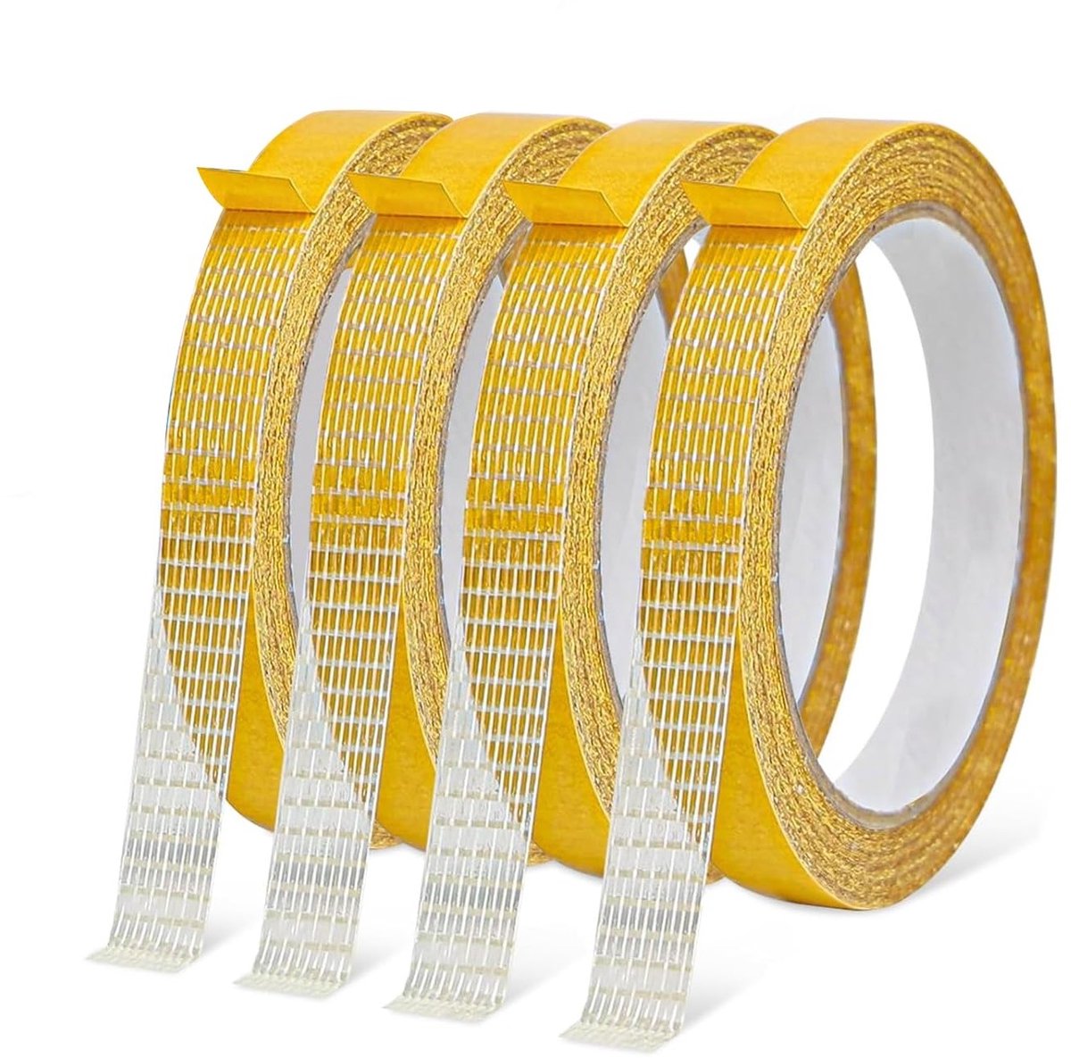 Dubbelzijdige Plakband, 1.5cm×10m, Ideaal voor Gordijnen, Broeken en Kleding, Geen Naaiwerk Nodig, Perfect voor Vloerkleden en Creatieve Projecten, 4 Stuks