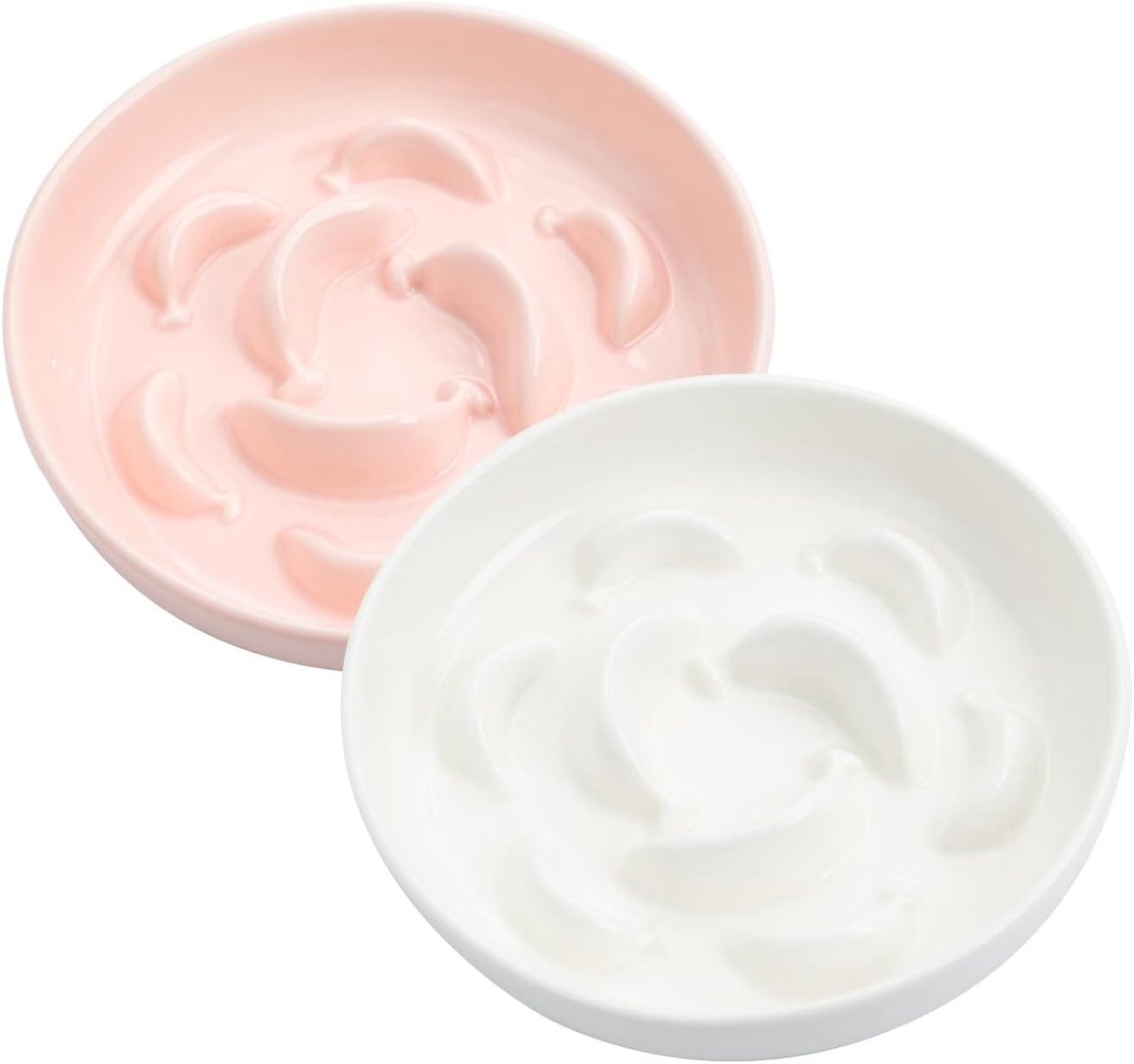Set van 2 Keramische Voerbakken voor Katten, Voorkomt Verstoppen, Langzaam Voeden – Vaatwasser- en Magnetronbestendig – Ideaal voor Gezonde Voeding en Comfortabele Eetervaring