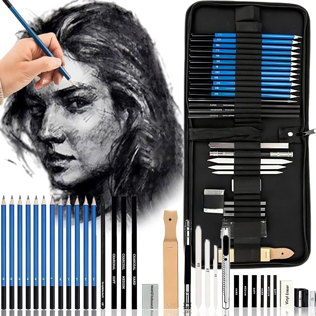 Retoo Teken Set - 33-delige Professionele Potlood Set voor Beginners en Kunstenaars