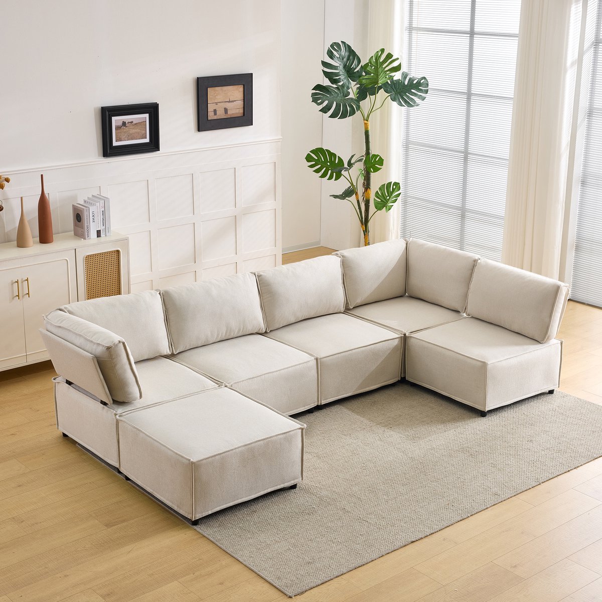 MODENUIT Hoekbank 308 x 152 cm - Modulair Samenstelbaar - Voor Woonkamer En Rustruimte - H