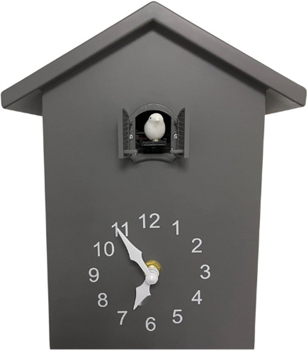 Minimalistische koekoeksklok met grijze slinger, kwartsklok met vogelmotief, slingerklok, wanddecoratie voor thuis, slaapkamer, kantoor, woonkamer, klokidee