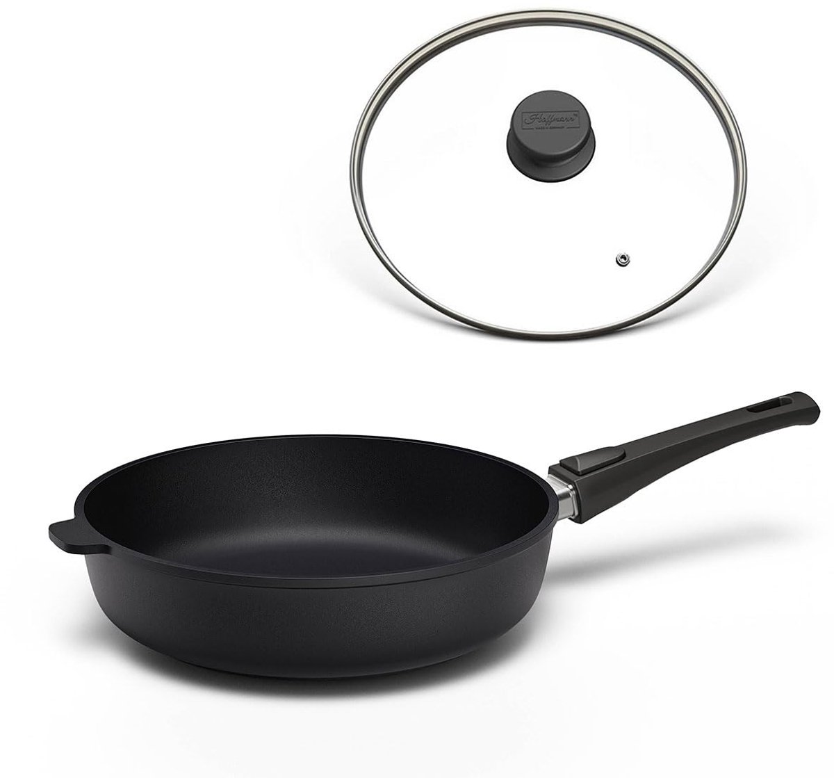 Hoffmann STONIQ hapjespan met deksel - Ø 28 cm - PFAS-vrij - Afneembare steel - Gemaakt in Duitsland
