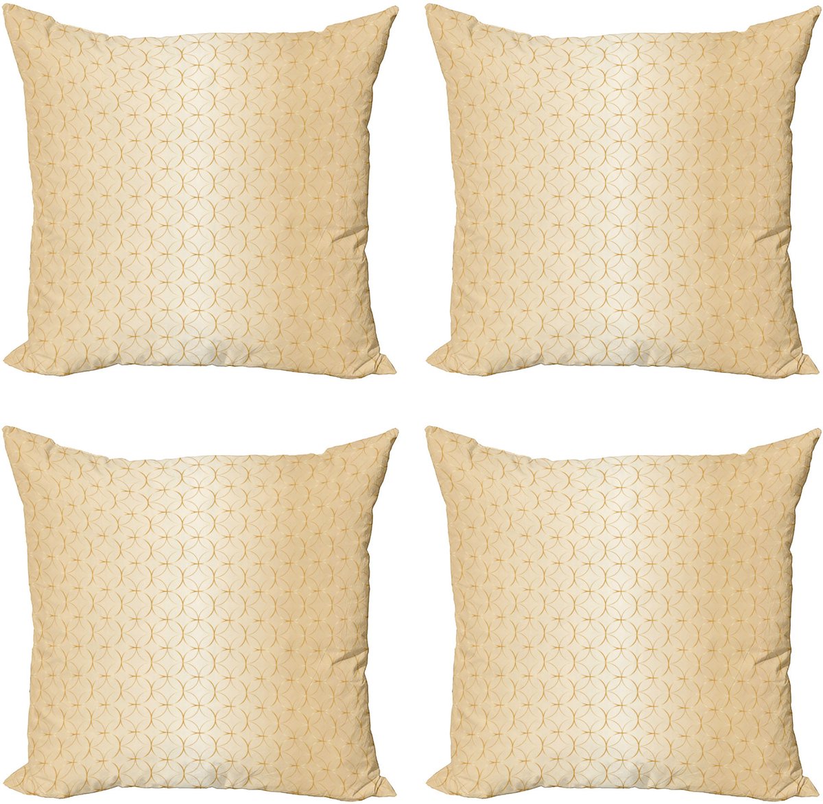 ABAKUHAUS Beige Gooikussenhoes 4 Pack, geometrisch goudpatroon, Modern Accent dubbelzijdige digitale print, 60 x 60 cm, Lichtperzikbruin