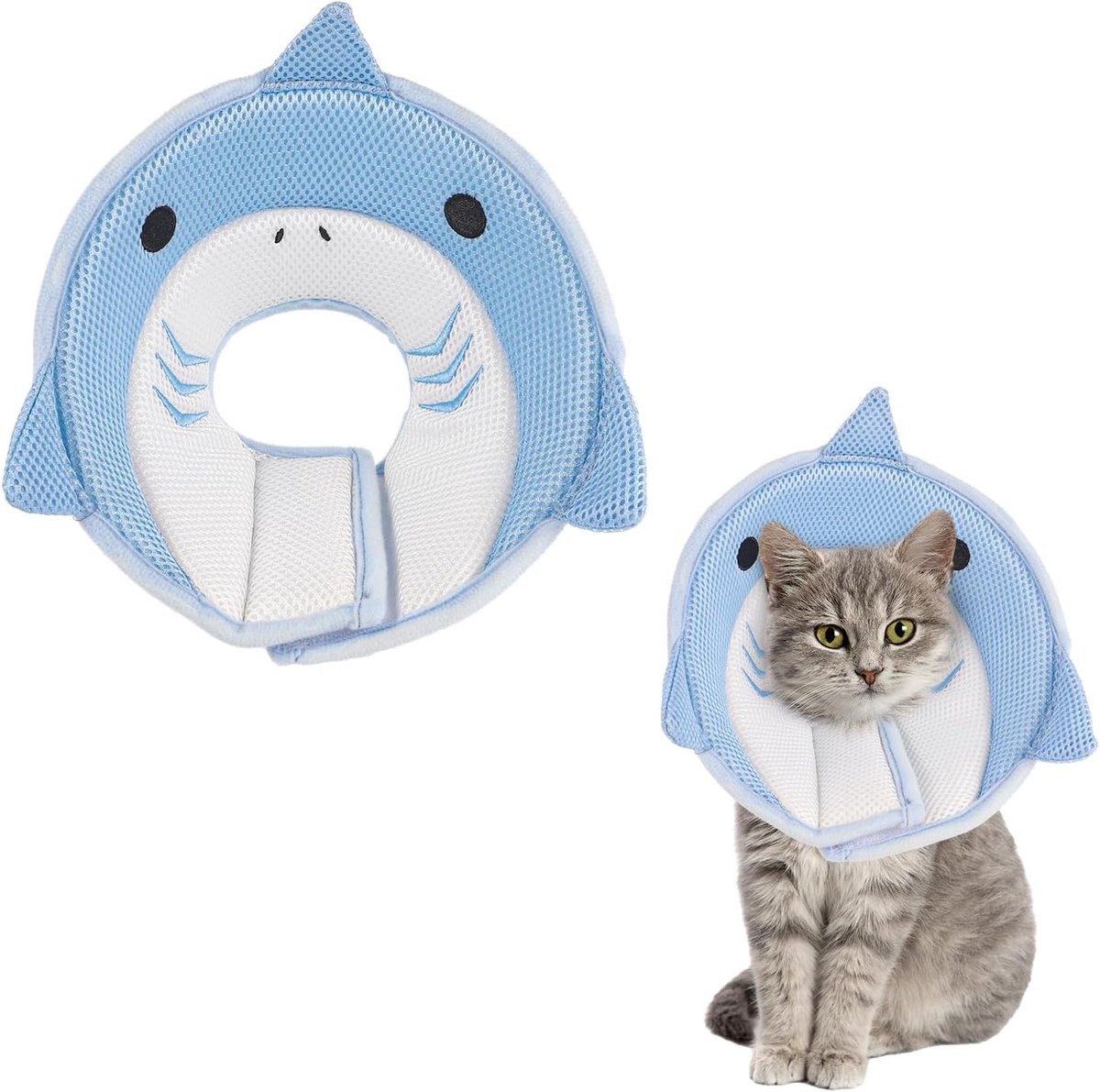 OLOEY Halskap voor katten-Zachte-verstelbare herstelkraag voor katten en kittens-Comfortabele-ademende-lichtgewicht halskraag om likken na een operatie te voorkomen maat S.