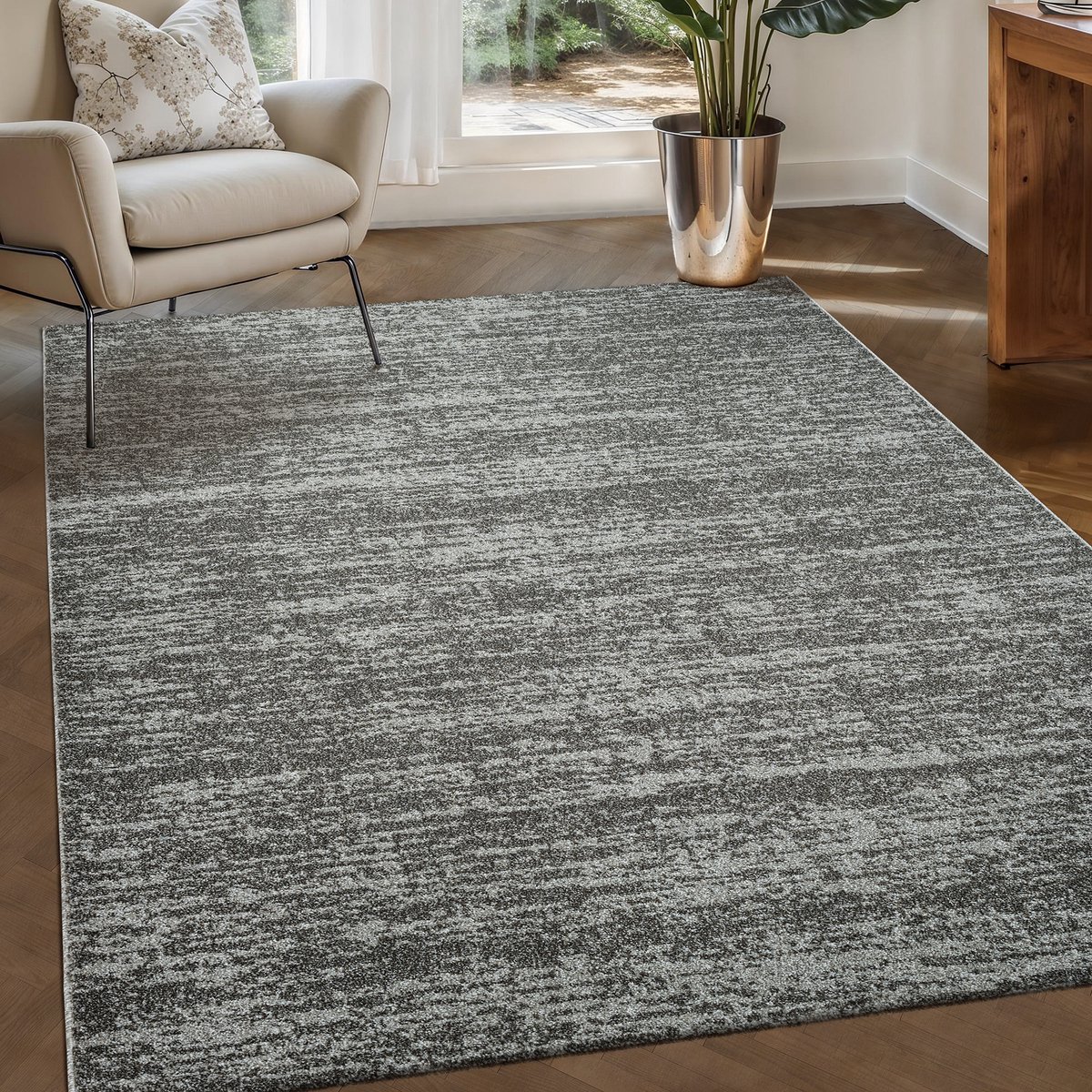 Muratap Relax Oslo - Laagpolig Effen Vloerkleed - Modern Tapijt - Grijs- 200x200 CM Vierkant