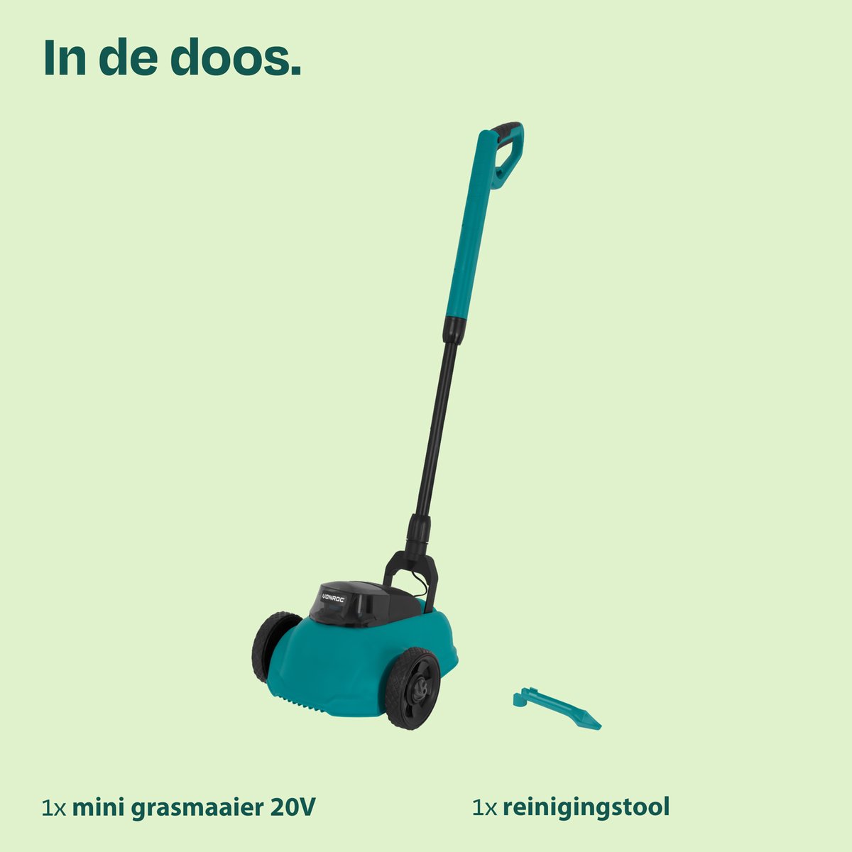 VONROC Mini Elektrische Grasmaaier 20V – 22 cm – Maaien en mulchen in één - Drie instelbare maaihoogtes: 30mm, 40mm, 50mm –- Incl. reinigingstool - Zonder accu en lader – foto 8
