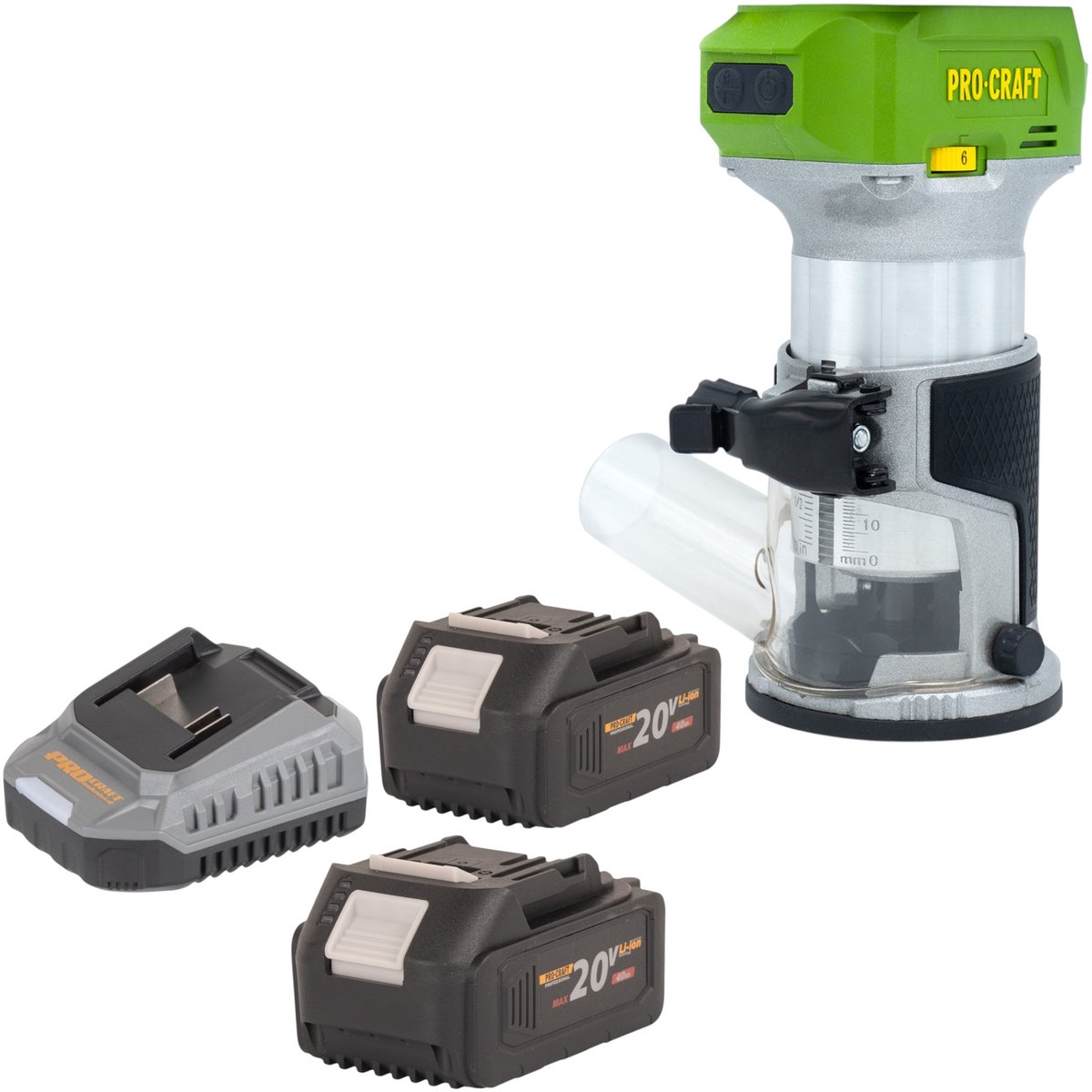 Procraft POB24bb accu multifunctionele frees 20 V 6 / 8 mm borstelloos + 2x accu 4,0 Ah + oplader